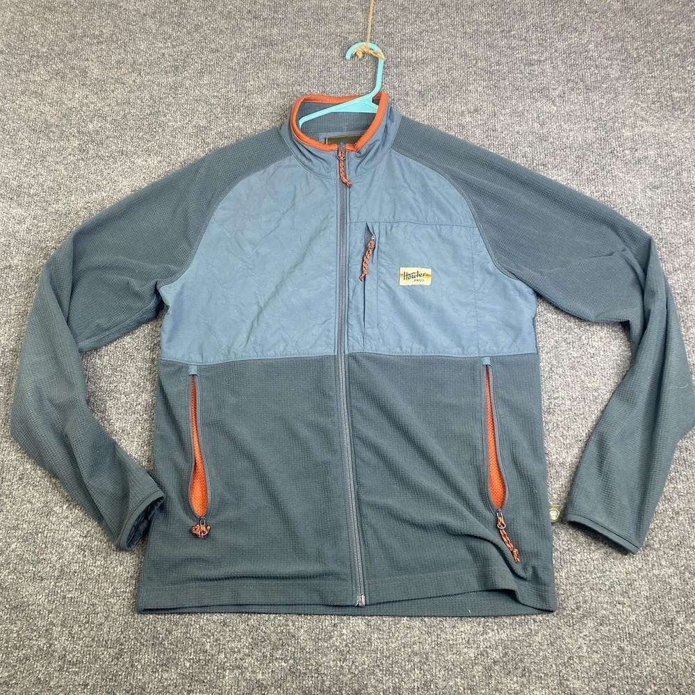 Howler Bros Jacket Mens Small Blue Grid Fleece Full Zip Chest Pockets Outdoor